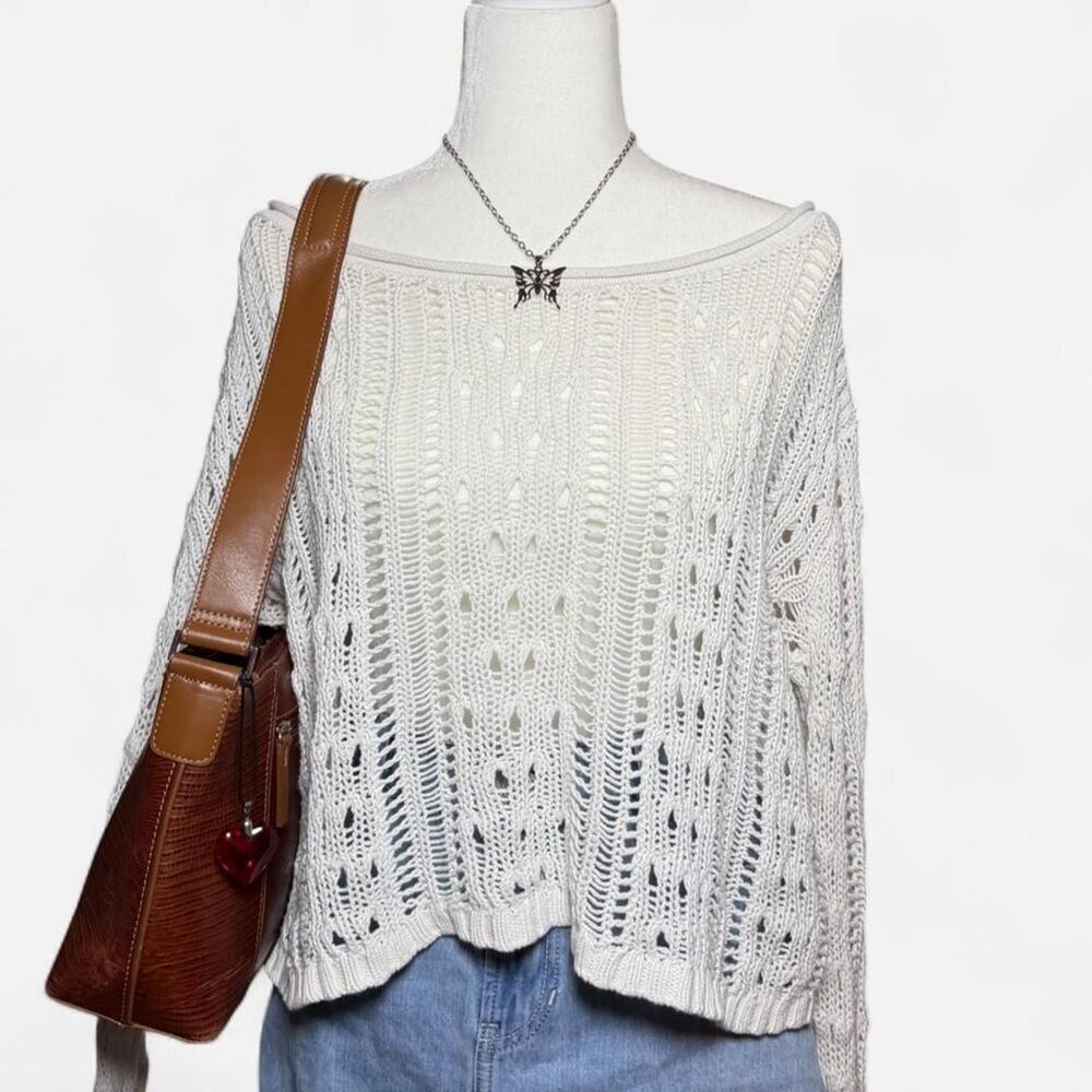 Fall Y2K-style Express Cream Open Knit Sweater